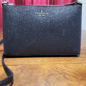 New Kate Spade Black Glitter Crossbody Purse